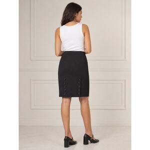 Worthington Black Button Back Pencil Skirt Sz 10 Retro Pinup Wiggle